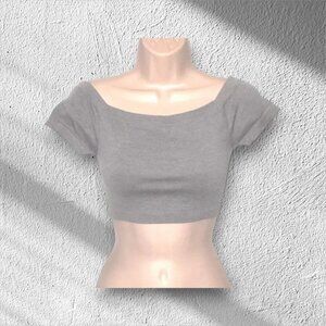NWT ANWND Crop Top Short Sleeve Scoop Neck Gray